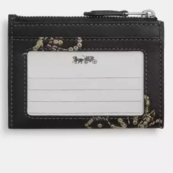 Coach Skinny Mini Smooth Leather Embroidered Butterfly Zip Close ID Case Nwt ❤️ - Picture 11 of 11